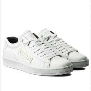 Kenzo Tennix White Leather Lace-Up Low-Top Sneakers